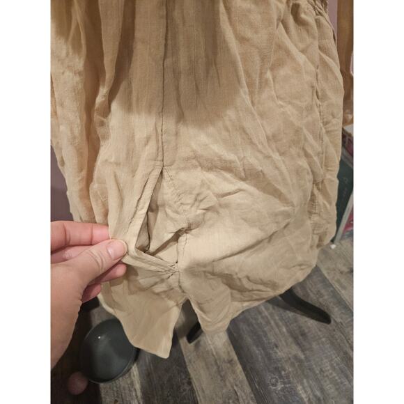 Free people Marina Mini Dress Beige womens small puff sleeve open tie back ** - Picture 9 of 9